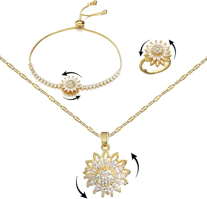 Conjunto de Joias Mood Girassol – Design Rotativo