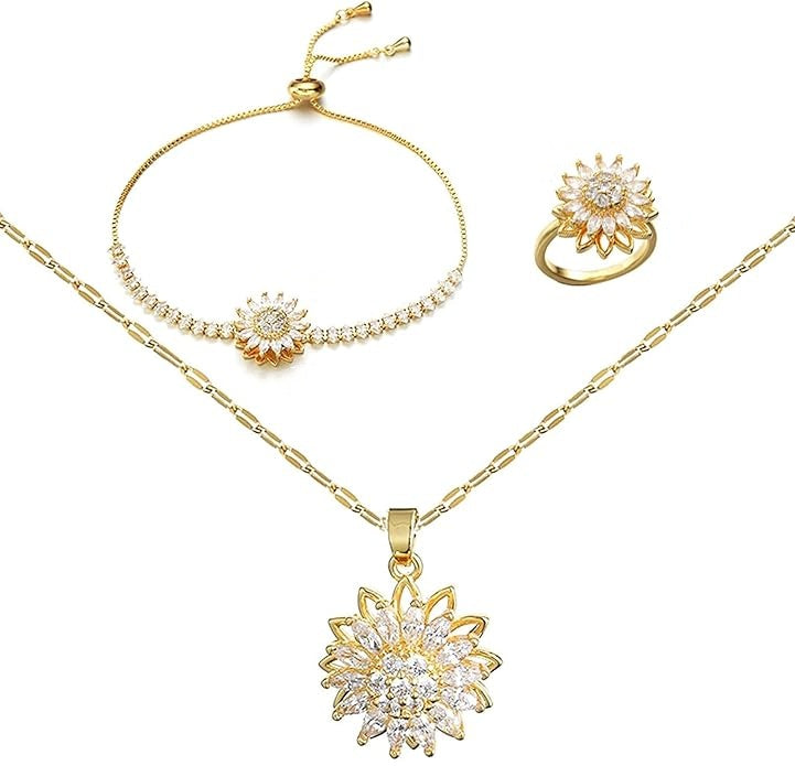 Conjunto de Joias Mood Girassol – Design Rotativo