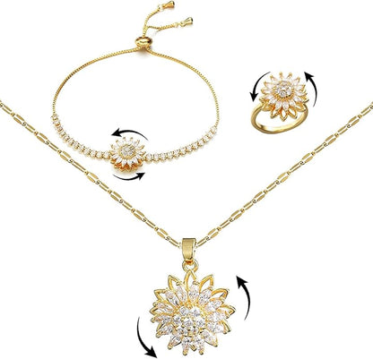 Conjunto de Joias Mood Girassol – Design Rotativo