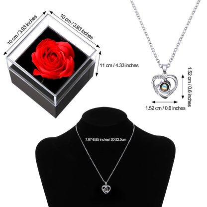 100 Languages 'I Love You' Projection Necklace with Rose Gift Box