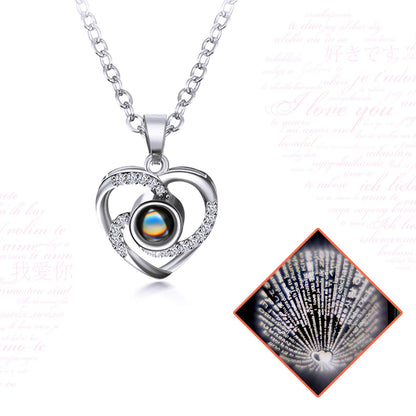 100 Languages 'I Love You' Projection Necklace with Rose Gift Box
